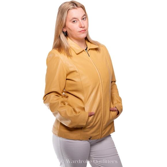 Wilsons Tan Leather Moto Jacket Blazer - Picture 6 of 10